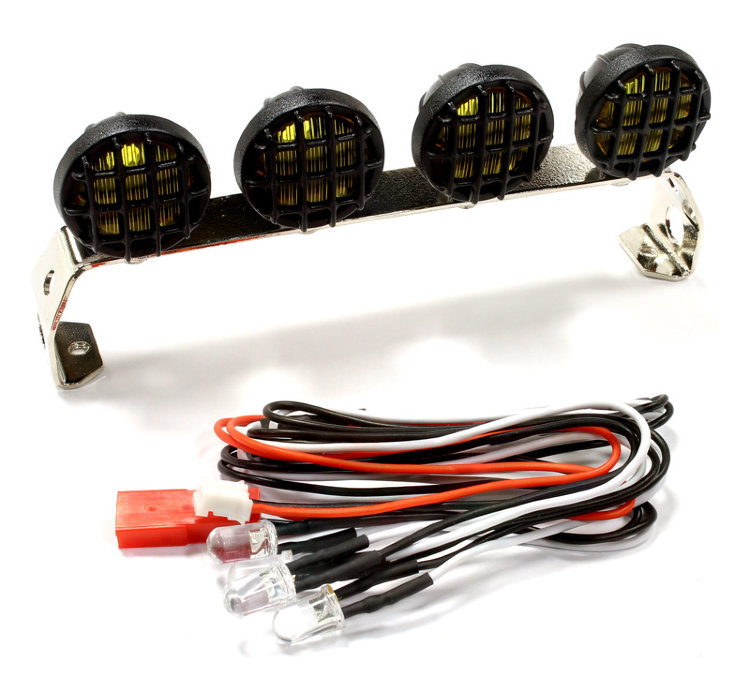 Realistic Roof Top Spot LED (4) Light Set 107mm Wide for 1/10 (yellow) артикул C25509YELLOW