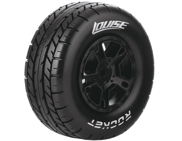 Колёса 1/10 шорт Louise, SC-ROCKET TIRE SOFT / BLACK RIM / MOUNTED (для TRAXXAS SLASH 2WD FRONT) артикул L-T3154SBTF