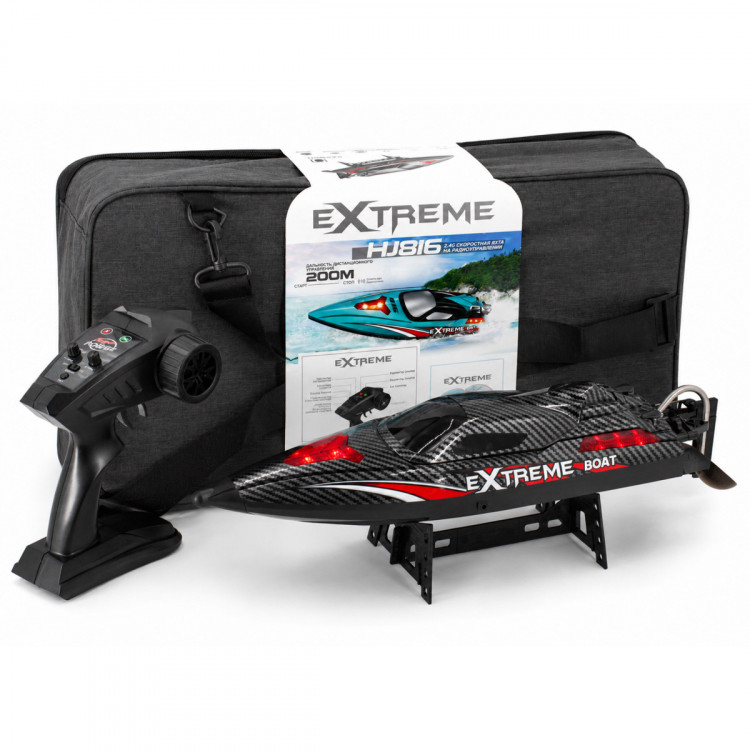 Радиоуправляемый катер Black Extreme (48 см, 55 км/ч, Brushless) артикул HJ816PRO-CARBON-BLACK